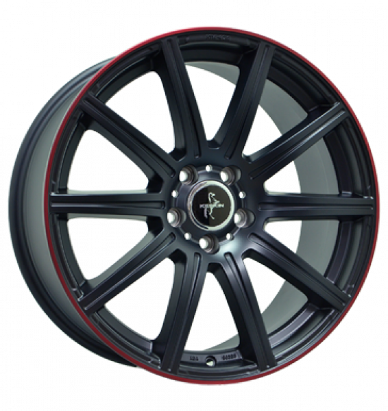 Keskin, KT16 Dynamic, 9,5x19 ET45 5x112 66,6, matt black lip red