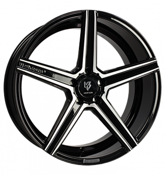 mbDESIGN, KV1, 10x22 ET36 5x127 71,55, Schwarz glänzend, Konturen poliert