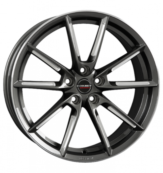 Borbet, LX, 8x19 ET50 5x112 57,1, graphite spoke rim polished