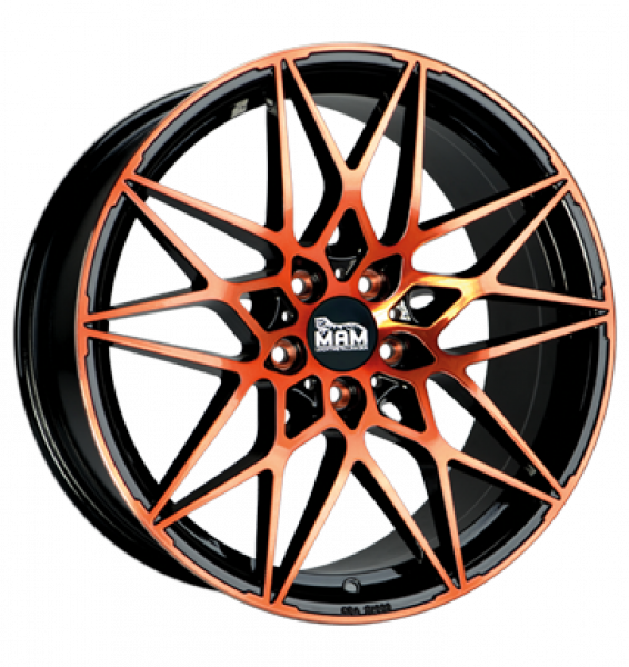 MAM, B2, 8,5x19 ET30 5x112 72,6, black front orange