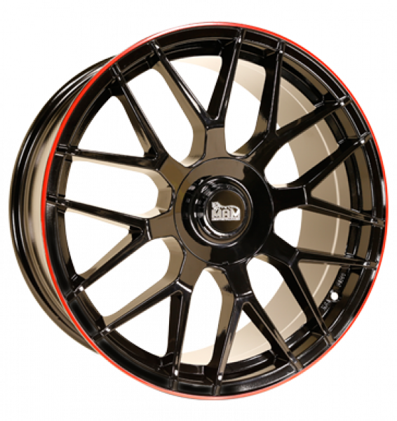 MAM, GT1, 8x18 ET45 5x100 66,6, black painted lip red