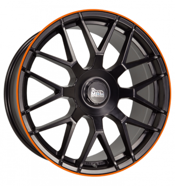 MAM, GT1, 8,5x19 ET30 5x100 66,6, matt black lip orange