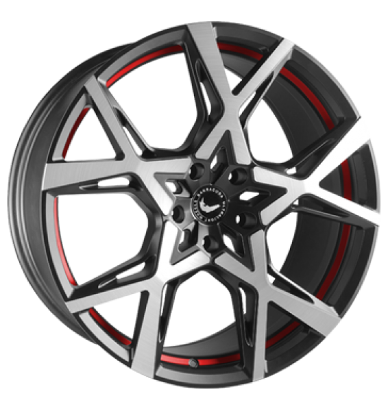 Barracuda, Project X, 10x22 ET40 5x120 73,1, black brushed Surface undercut Trimline red