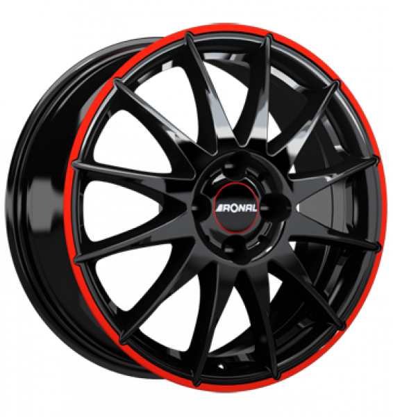 Ronal, R54 MCR, 7x17 ET35 4x100 68, jetblack-red rim