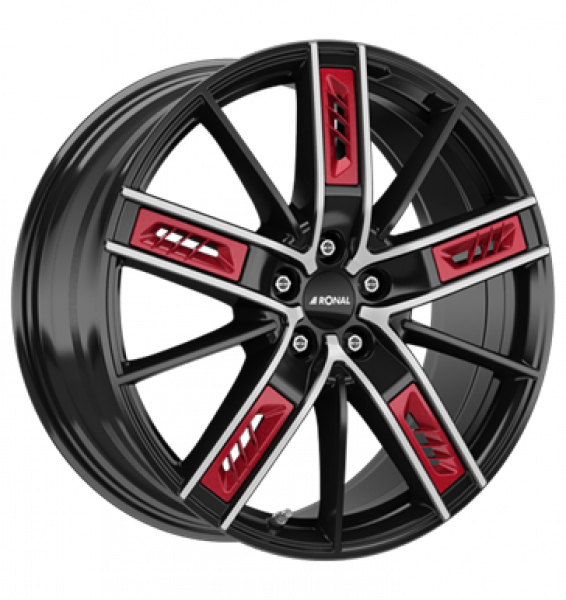 Ronal, R67 Red Left, 8x19 ET40 5x112 76, jetblack-frontkopiert