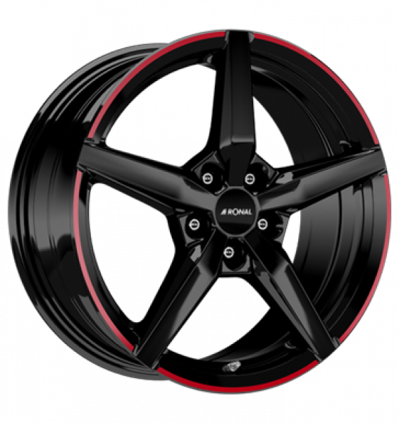 Ronal, R69 MCR, 8x18 ET50 5x112 76, jetblack-red rim