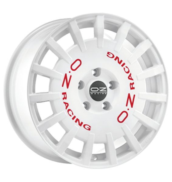 OZ, Rally Racing, 7x17 ET45 5x100 68, race white mit roter Schrift