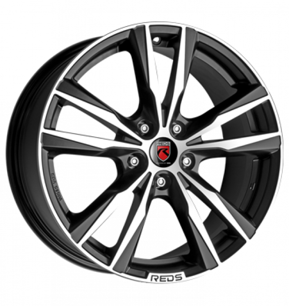 REDS, K2, 8x18 ET38 5x110 65,1, matt black diamond cut