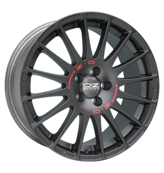 OZ, Superturismo GT, 7,5x17 ET50 5x112 75, matt schwarz mit roter Schrift
