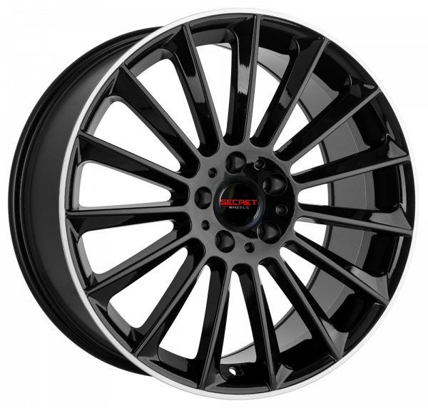 Secret Wheels, SW1, 10x22 ET50 5x112 66,6, black lip polish