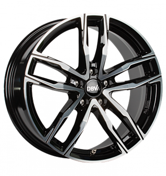 DBV, Vienna II, 8x18 ET48 5x108 70,1, Schwarz glänzend, Front poliert
